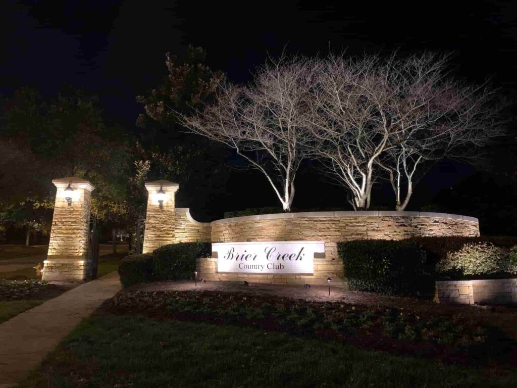 Commercial outdoor lighting installed at a business property in Durham, NC